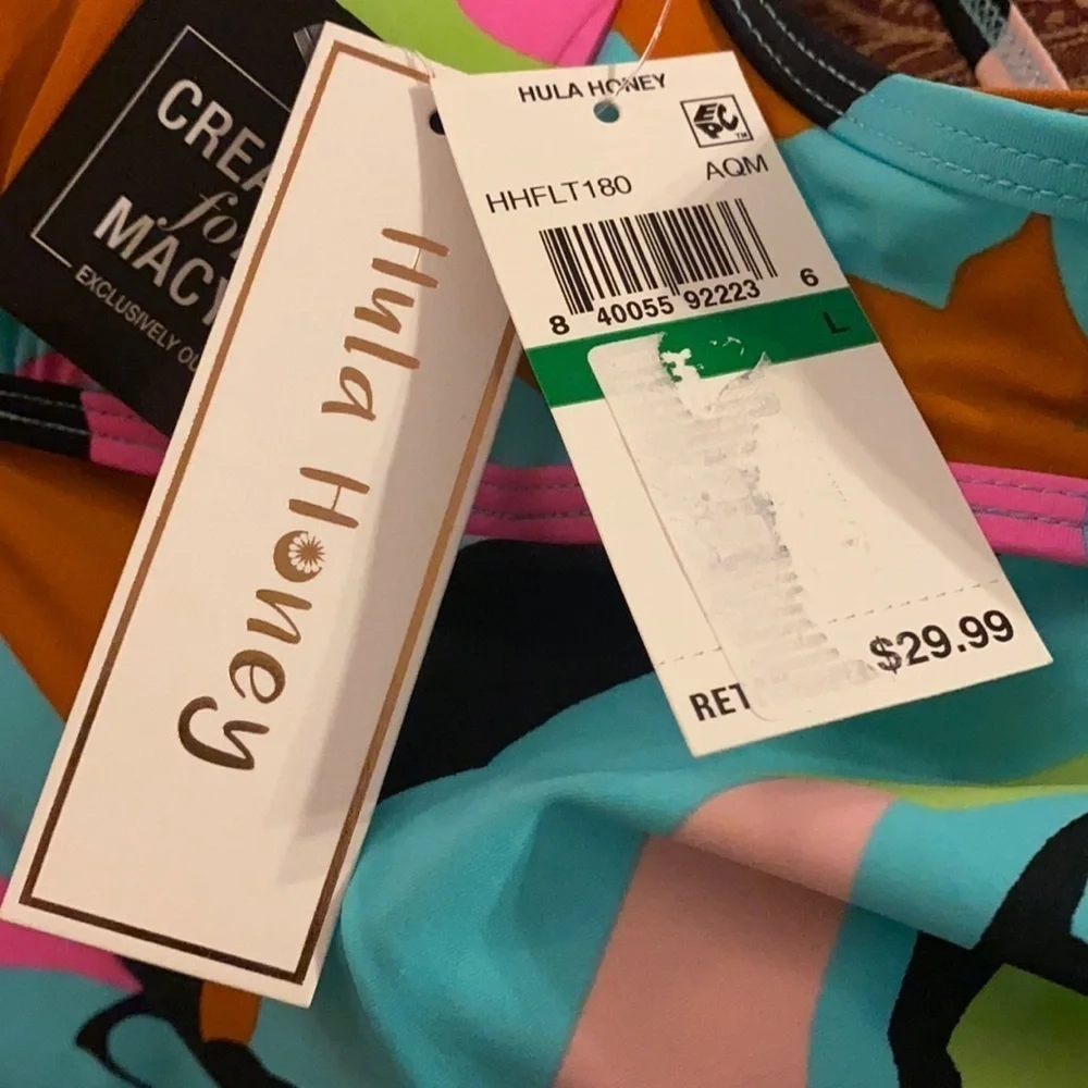 HULA Honey Junior’s Aqua Camo Tankini Swim Top